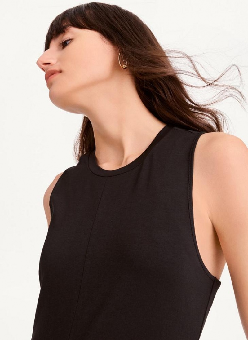 DKNY Sleeveless Scoopneck Twist Racerback Women's Dress Black | Ireland_D0999