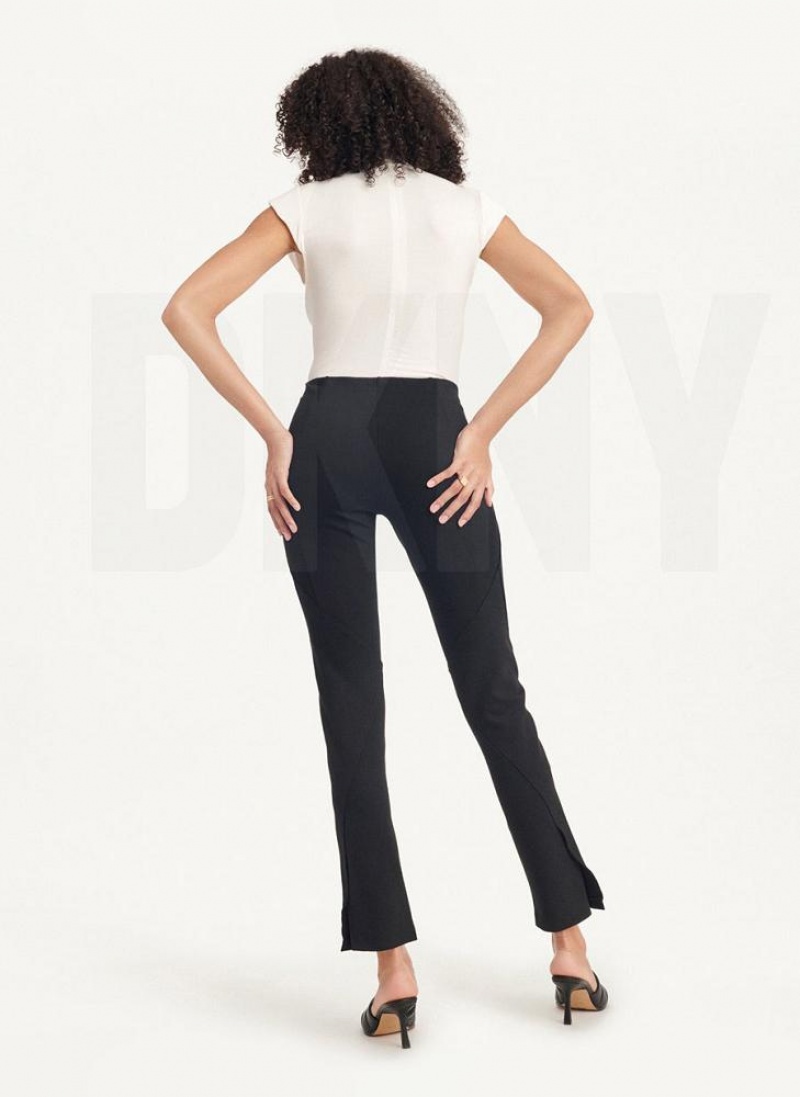 DKNY Slim Seamed With Side Slit Women's Pants Black | Ireland_D0410