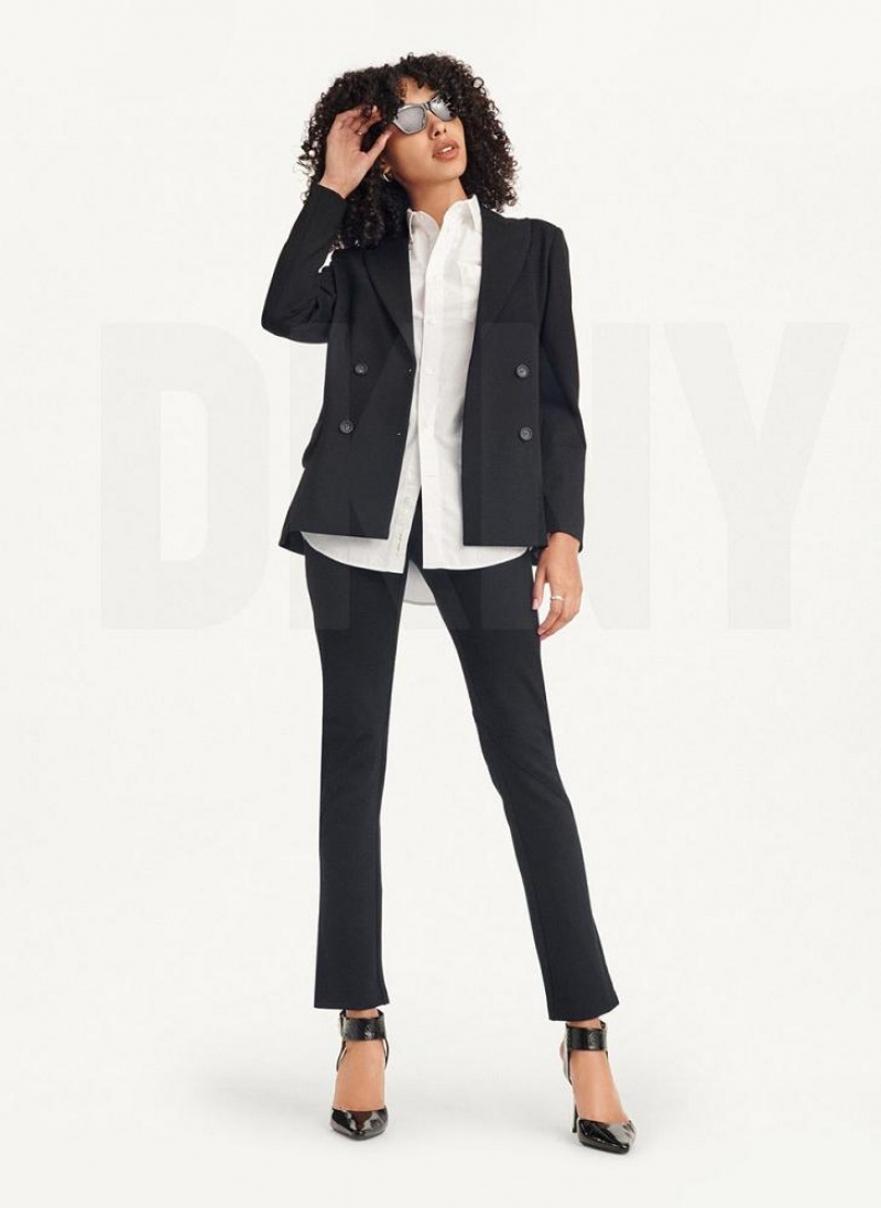 DKNY Slim Seamed With Side Slit Women's Pants Black | Ireland_D0410