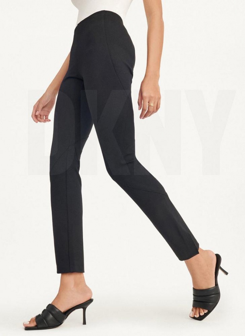 DKNY Slim Seamed With Side Slit Women's Pants Black | Ireland_D0410