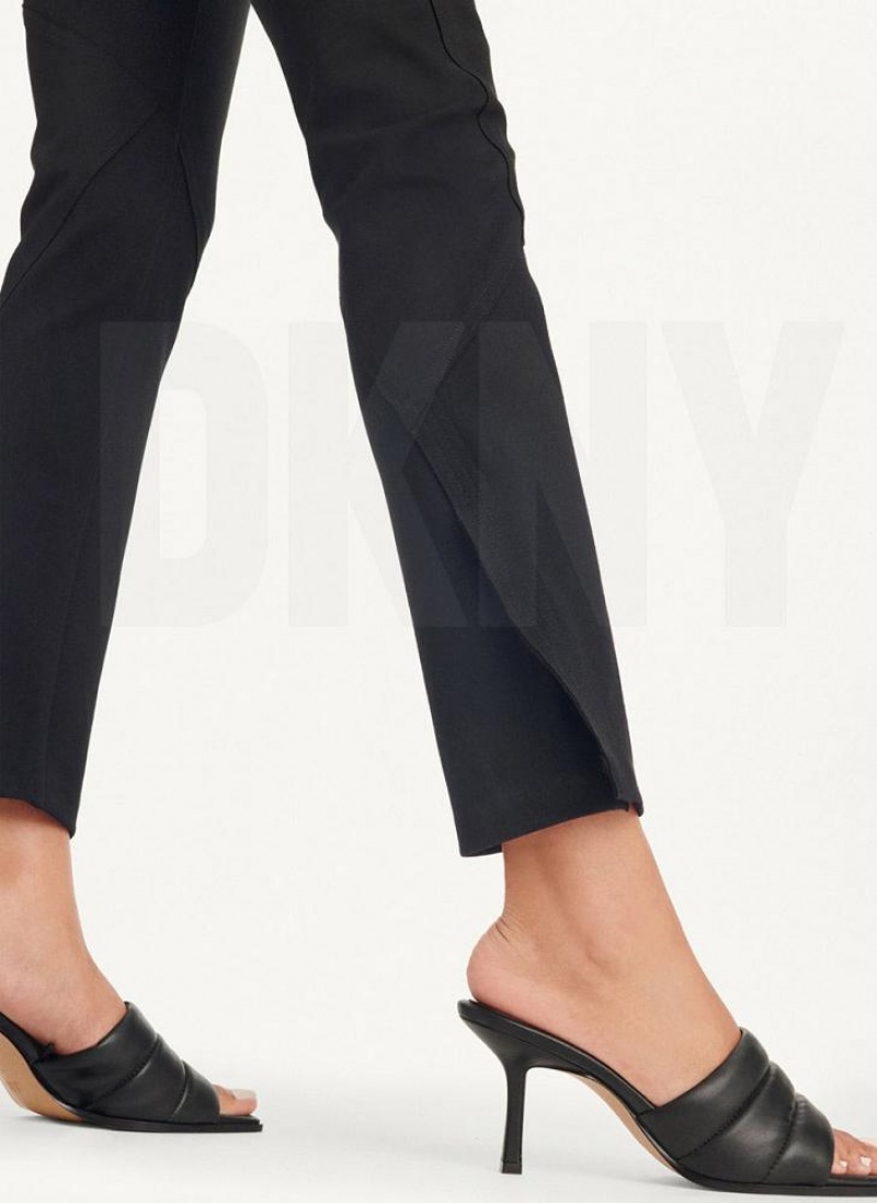 DKNY Slim Seamed With Side Slit Women's Pants Black | Ireland_D0410