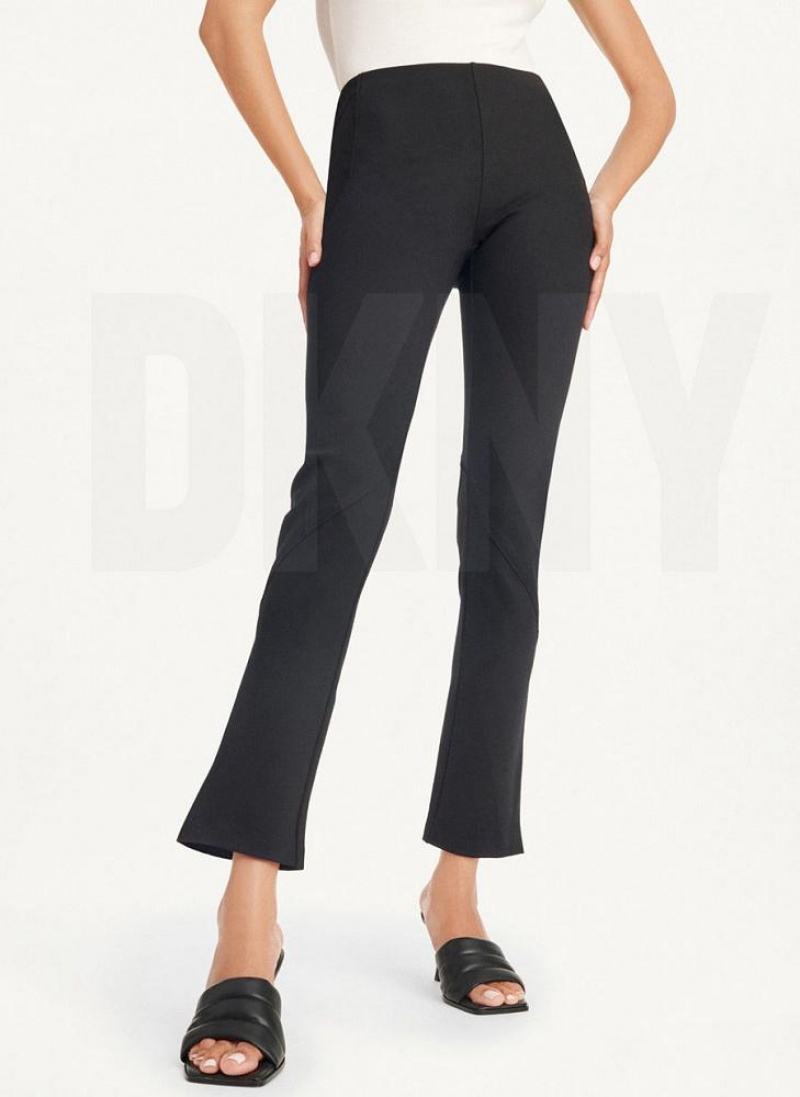 DKNY Slim Seamed With Side Slit Women\'s Pants Black | Ireland_D0410