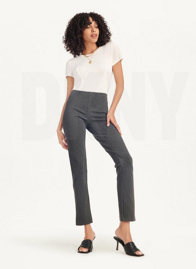 DKNY Slim Seamed With Side Slit Women's Pants Grey | Ireland_D1127