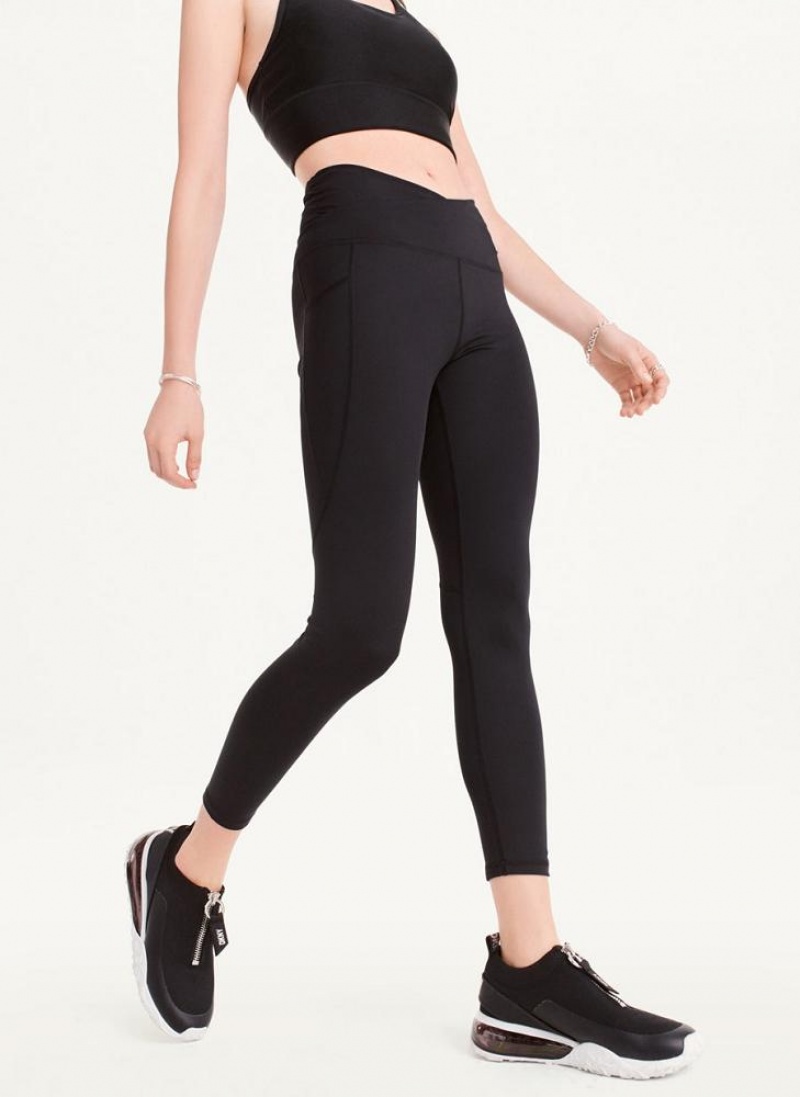 DKNY Slim Shape Crossover Women's Leggings Black | Ireland_D0667