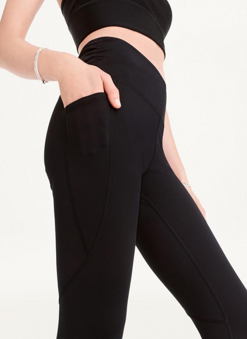 DKNY Slim Shape Crossover Women's Leggings Black | Ireland_D0667