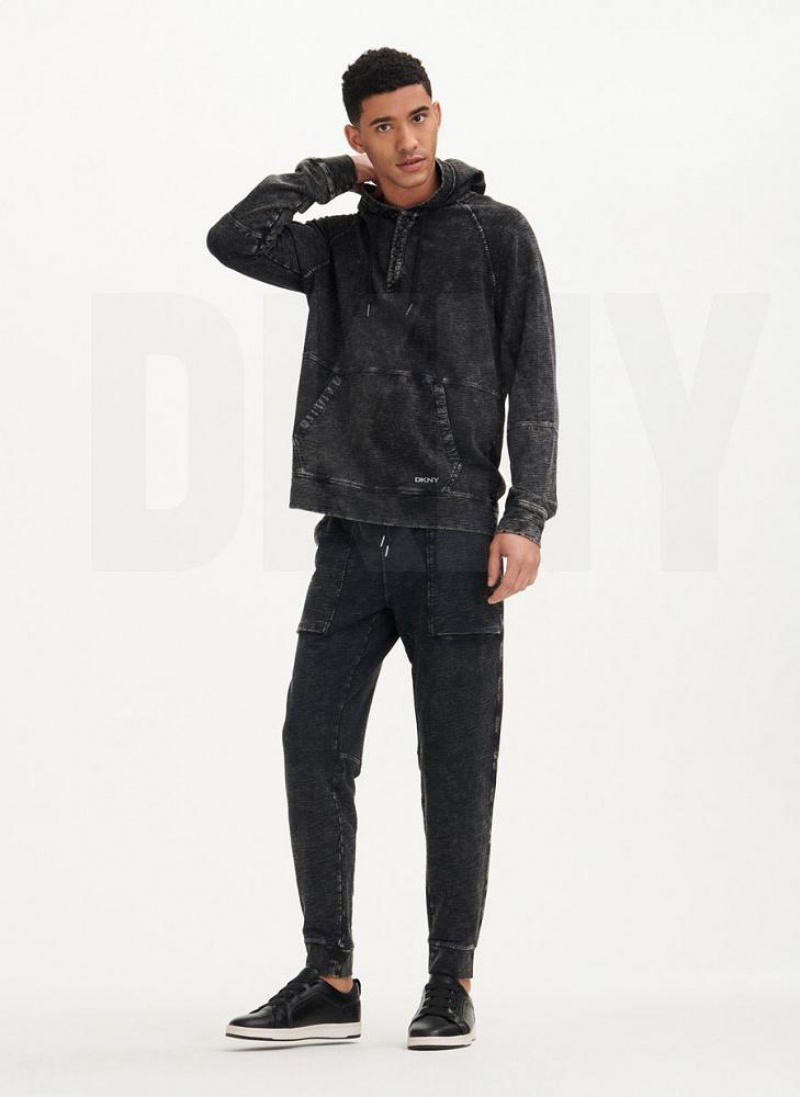 DKNY Slub Beach French Terry Men's Hoodies Black | Ireland_D1632