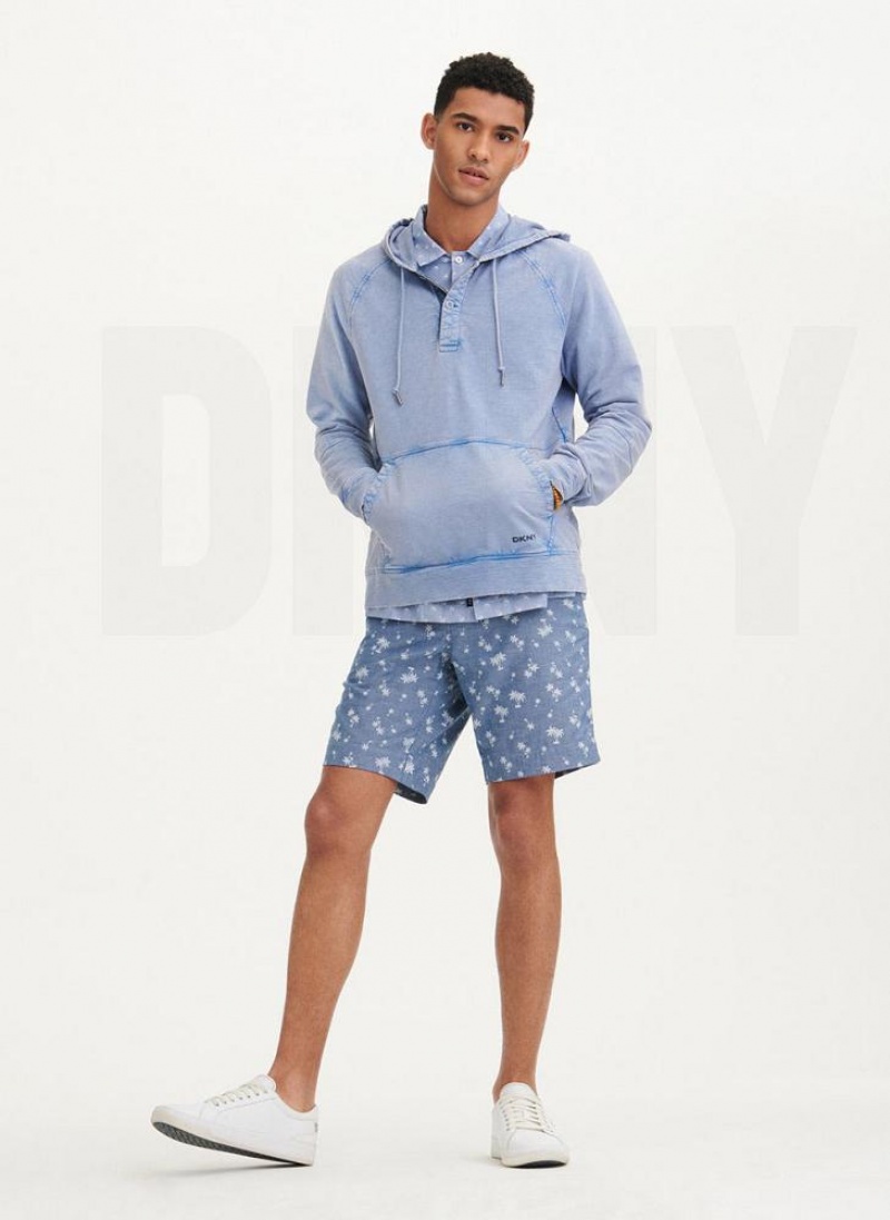 DKNY Slub Beach French Terry Men's Hoodies Blue | Ireland_D0145