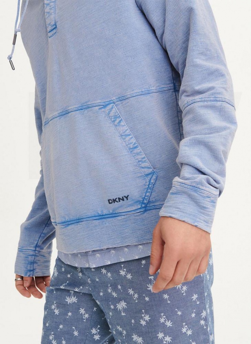 DKNY Slub Beach French Terry Men's Hoodies Blue | Ireland_D0145