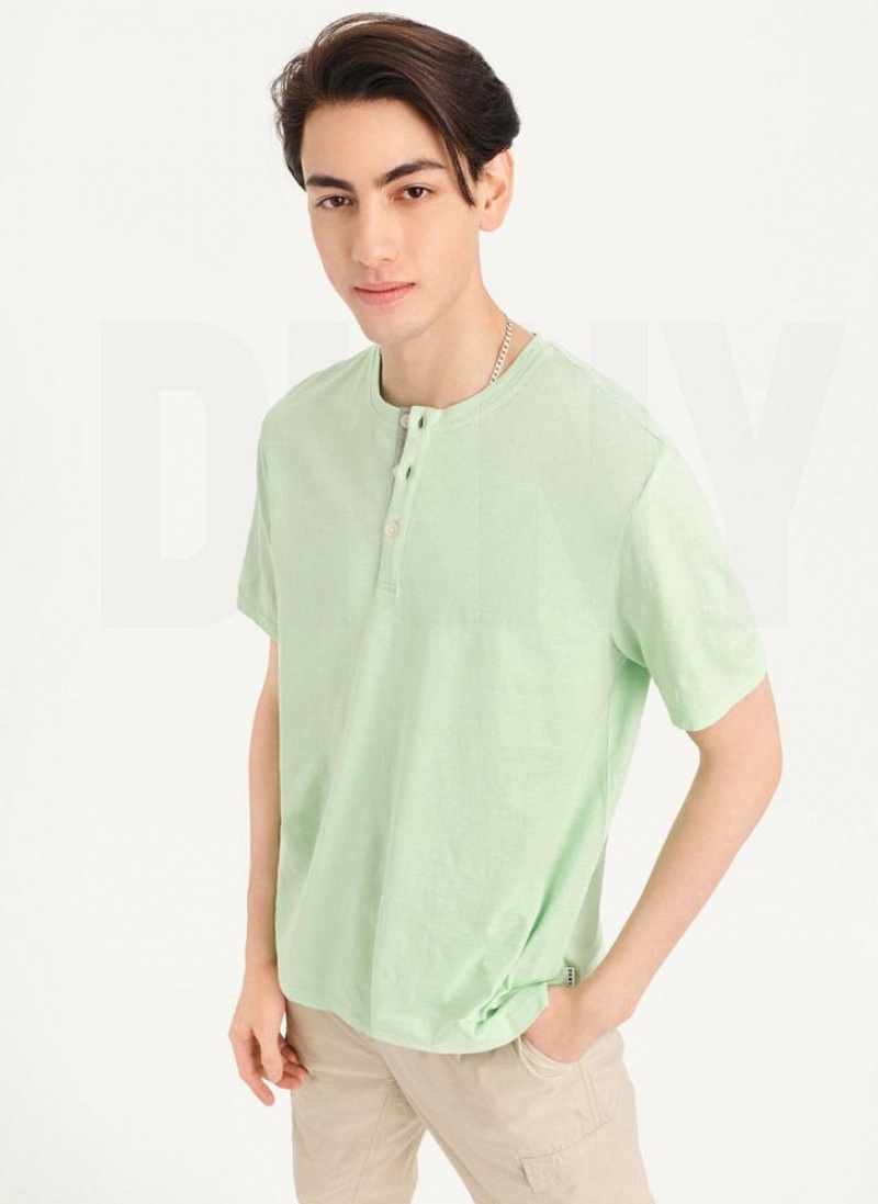 DKNY Slub Jersey Henley Men's T Shirts Green | Ireland_D1035