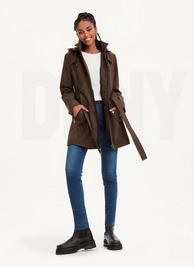 DKNY Softshell Meshback With Belt Women's Jackets Olive | Ireland_D1310