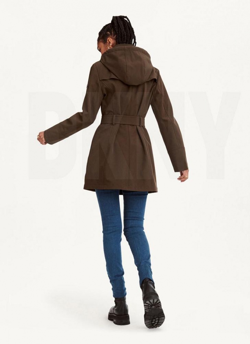 DKNY Softshell Meshback With Belt Women's Jackets Olive | Ireland_D1310