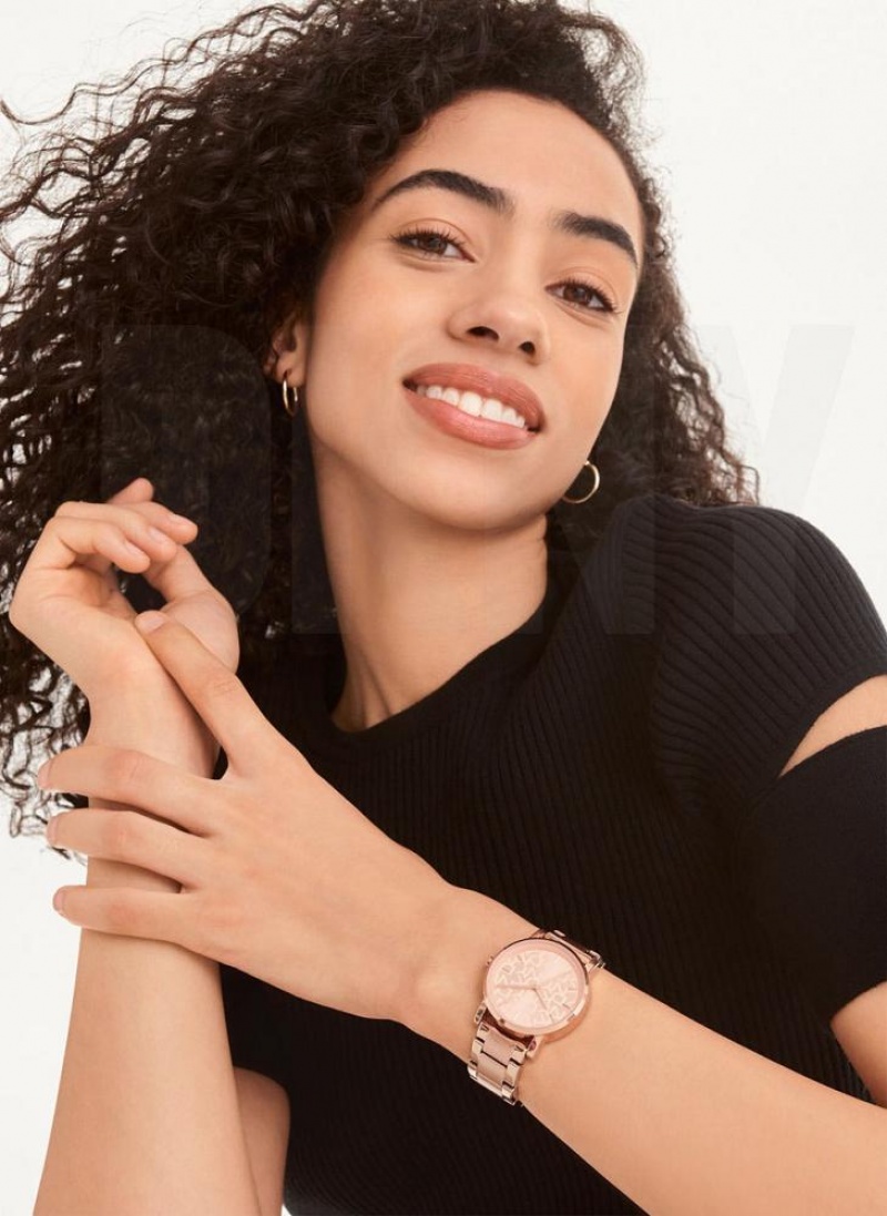 DKNY Soho Logo Face Women's Watches Rose Gold | Ireland_D0117