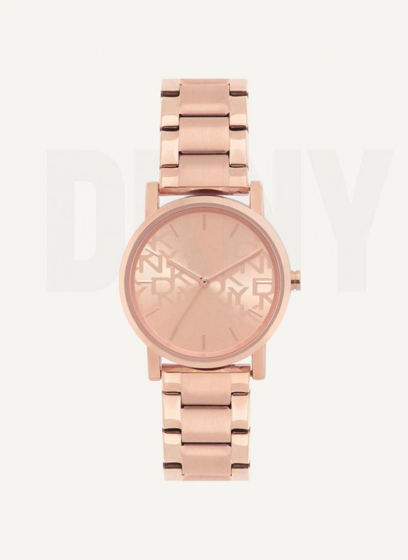 DKNY Soho Logo Face Women\'s Watches Rose Gold | Ireland_D0117