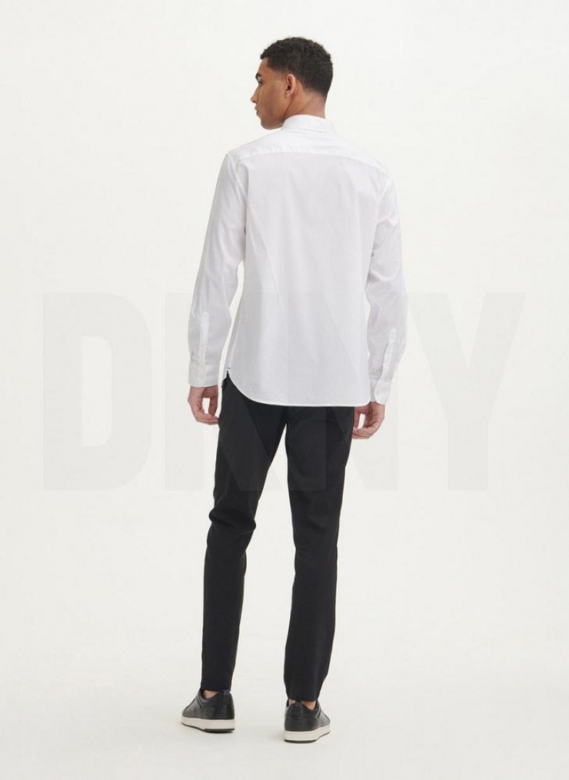 DKNY Solid Woven Men's Shirts White | Ireland_D0976