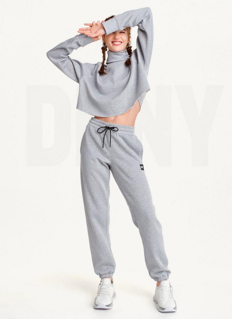 DKNY Sparkle Fleece High Waist Women's Joggers Grey | Ireland_D0433