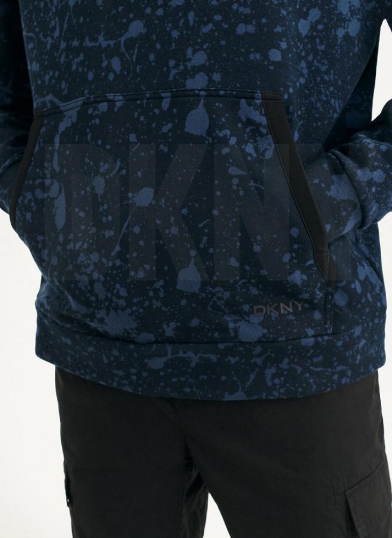 DKNY Splat Print Terry Men's Hoodies Navy | Ireland_D1714