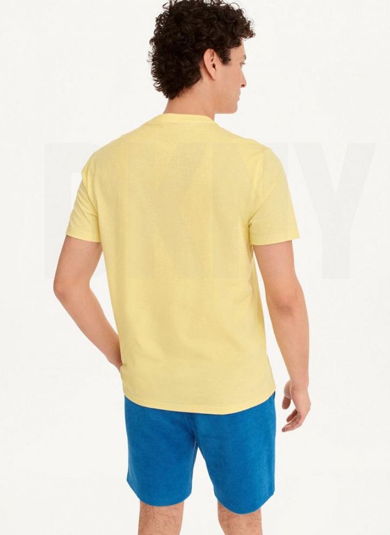 DKNY Split Palm Trees Men's T Shirts Yellow | Ireland_D0932