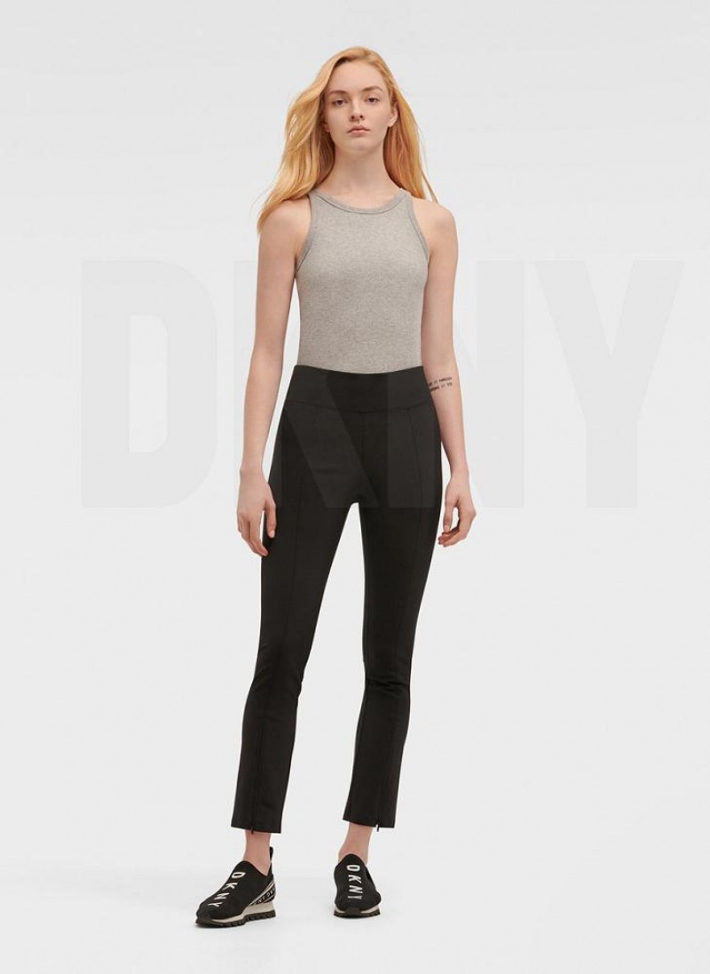 DKNY Split Seam Compression With Zippers Women's Leggings Black | Ireland_D0918