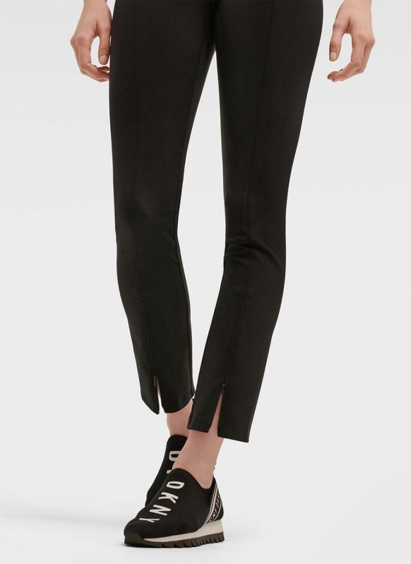 DKNY Split Seam Compression With Zippers Women's Leggings Black | Ireland_D0918