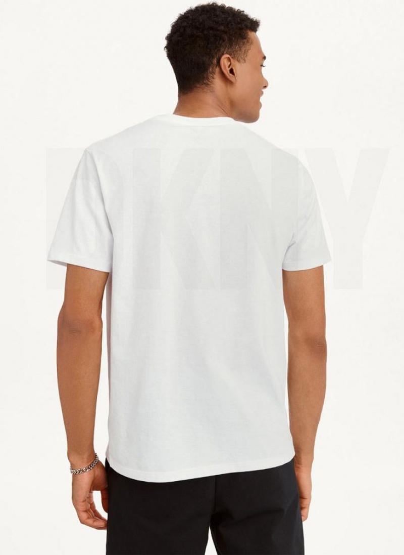 DKNY Spotlight Logo Men's T Shirts White | Ireland_D1431