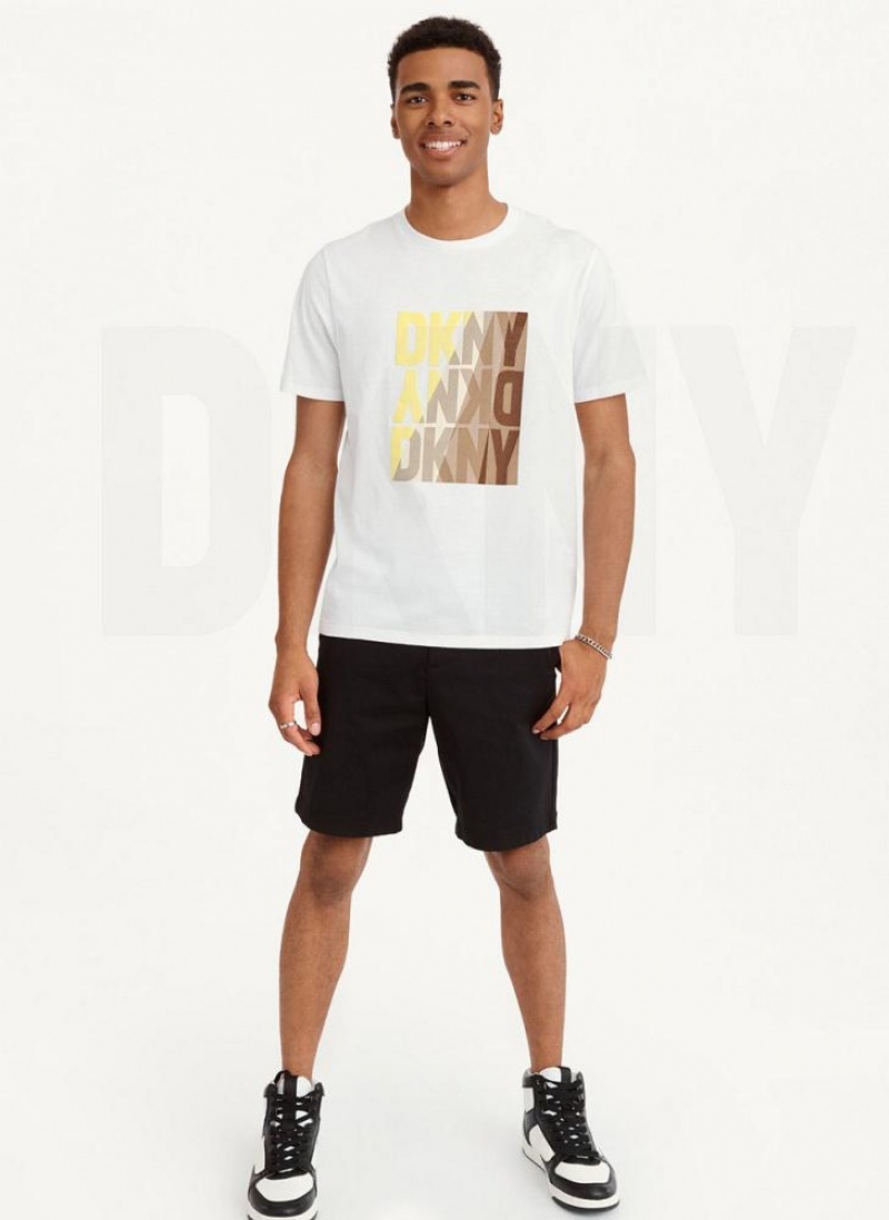 DKNY Spotlight Logo Men's T Shirts White | Ireland_D1431