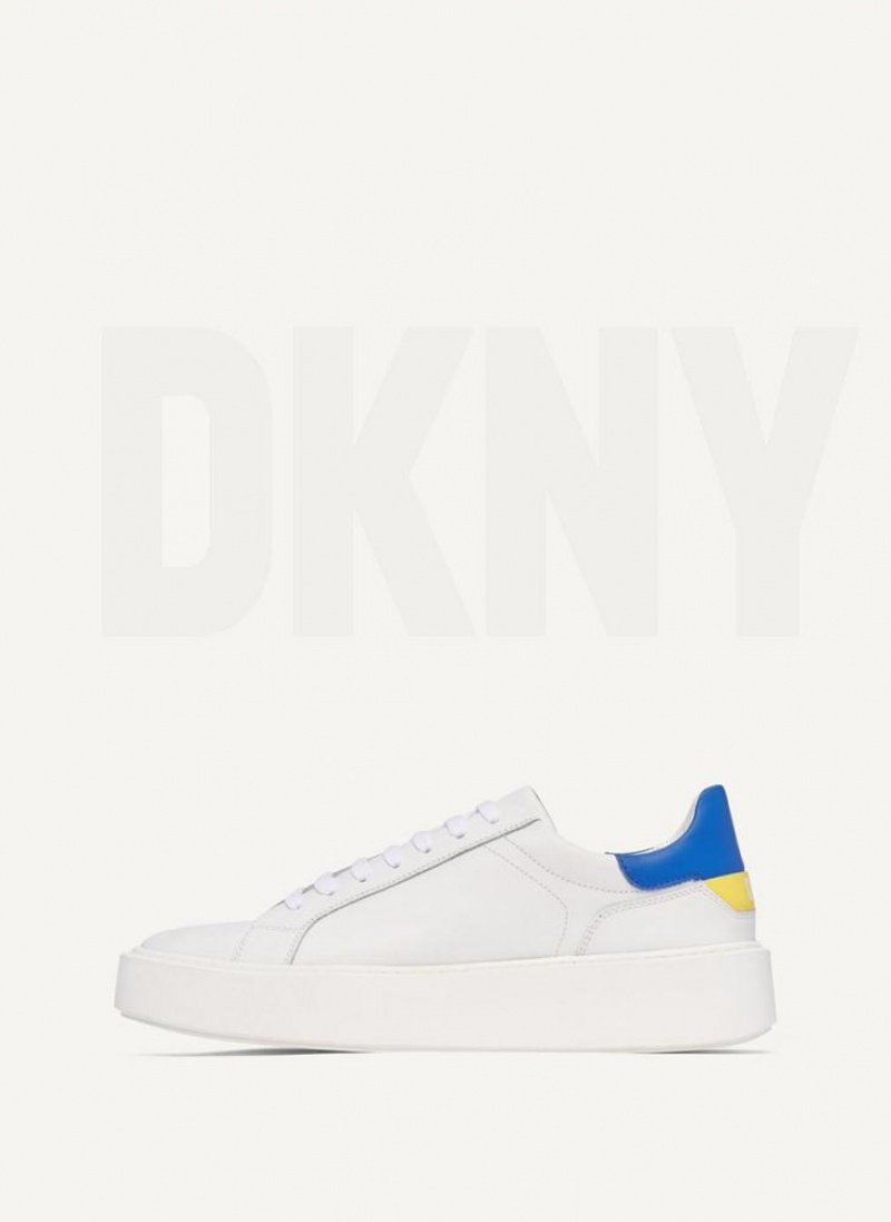 DKNY Stacked Court Men\'s Sneakers White | Ireland_D0160