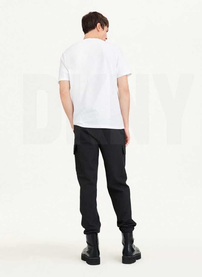 DKNY Stamped Logo Men's T Shirts White | Ireland_D1876