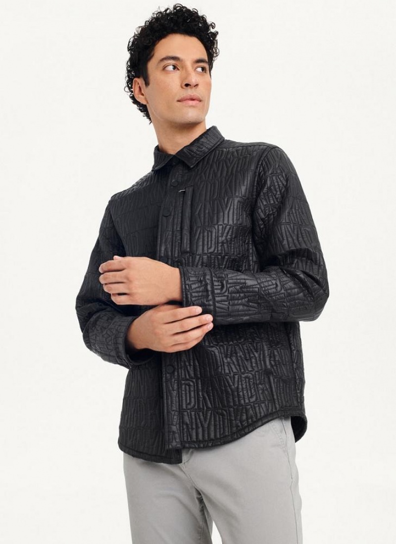 DKNY Stitch Jacket Men's Shirts Black | Ireland_D0194