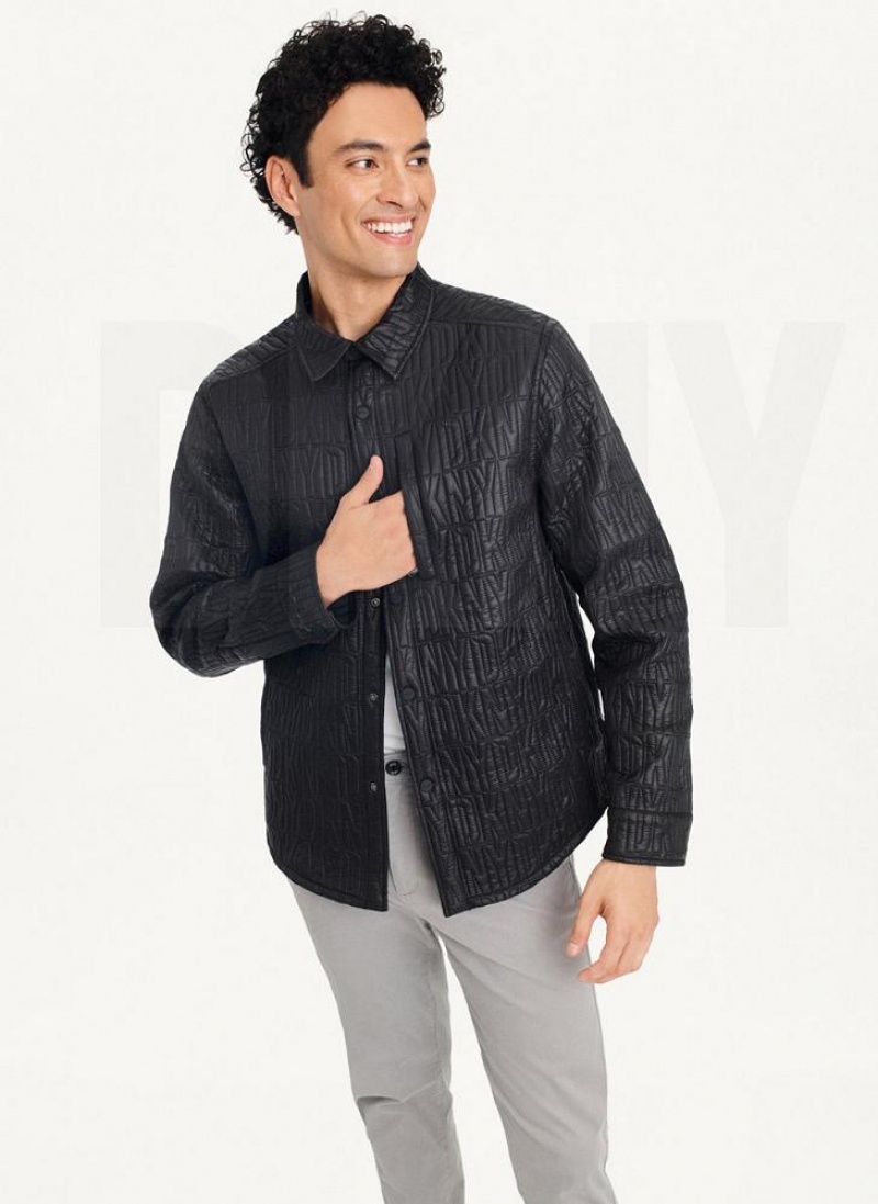 DKNY Stitch Shirt Men's Jackets Black | Ireland_D1870