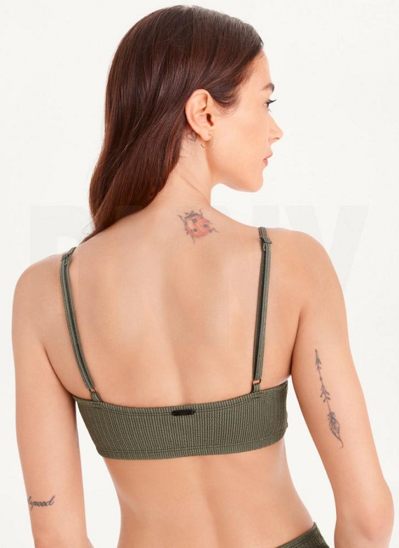 DKNY Straight Neck Women's Bikini Top Olive | Ireland_D0389