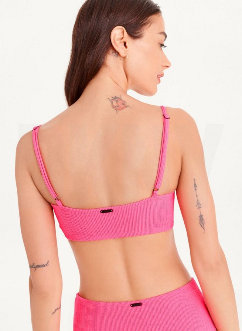 DKNY Straight Neck Women's Bikini Top Pink | Ireland_D0916