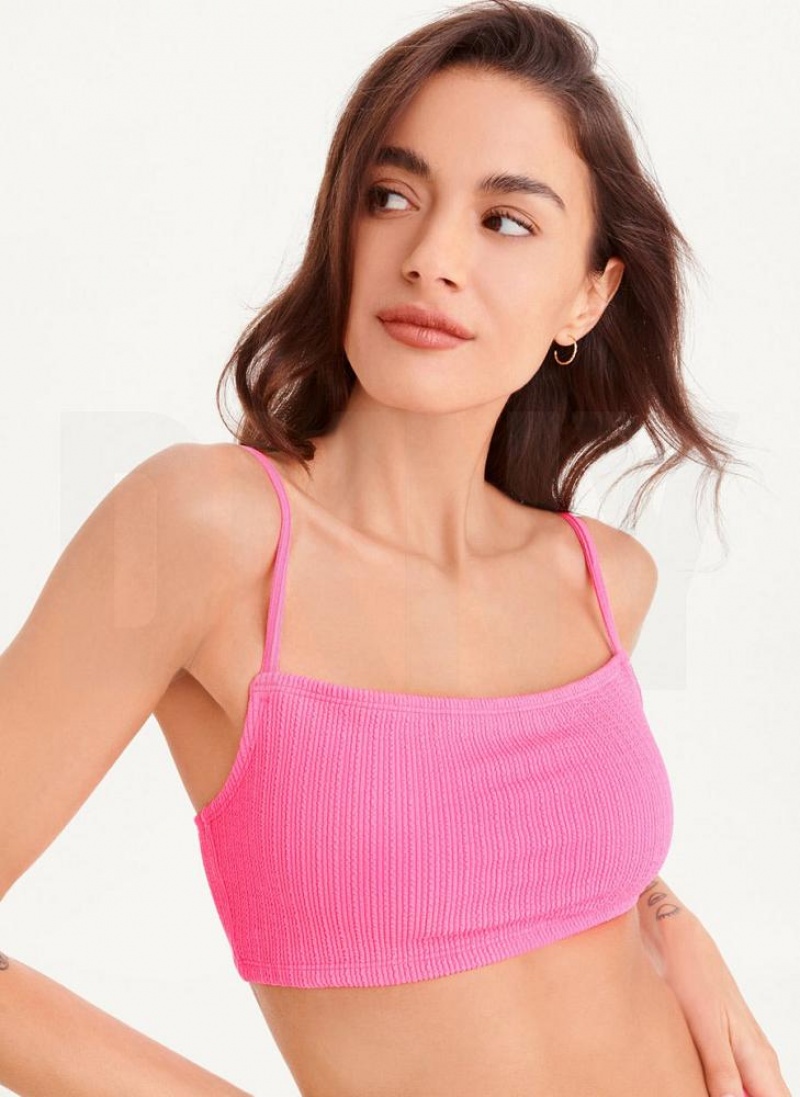 DKNY Straight Neck Women\'s Bikini Top Pink | Ireland_D0916