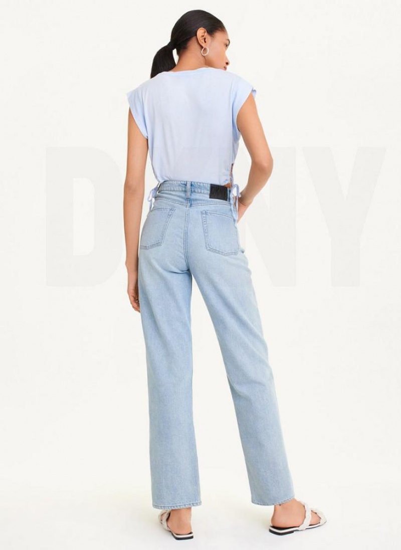 DKNY Straight Wide Leg Women's Jeans Wash | Ireland_D0246