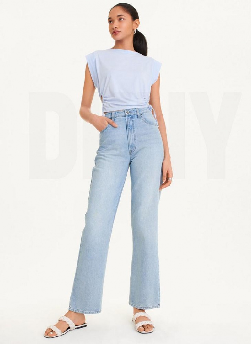 DKNY Straight Wide Leg Women's Jeans Wash | Ireland_D0246