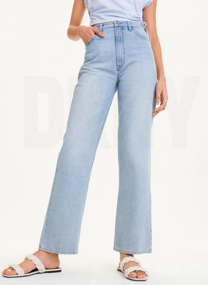 DKNY Straight Wide Leg Women\'s Jeans Wash | Ireland_D0246