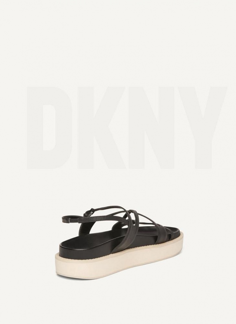 DKNY Strappy Flat Form Women's Sandals Black | Ireland_D0239