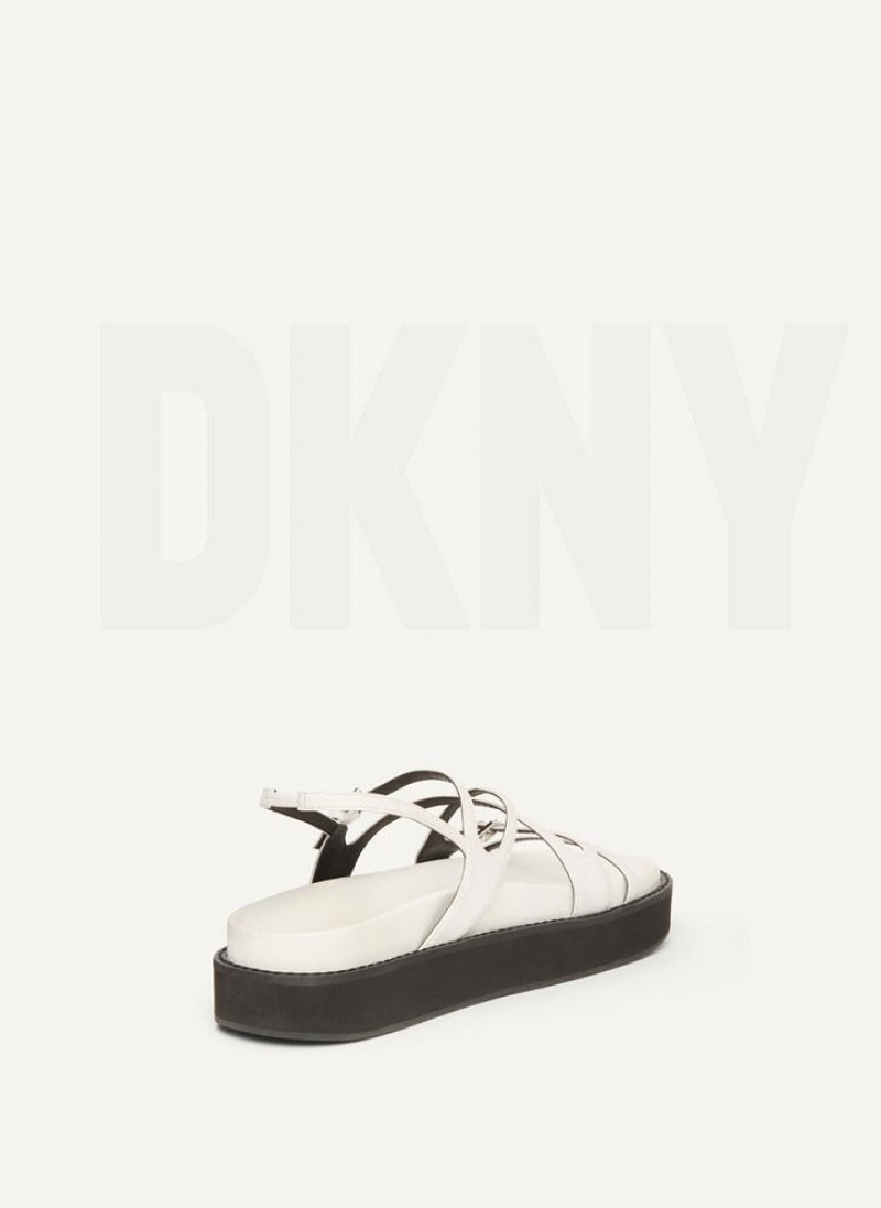 DKNY Strappy Flat Form Women's Sandals White | Ireland_D1959