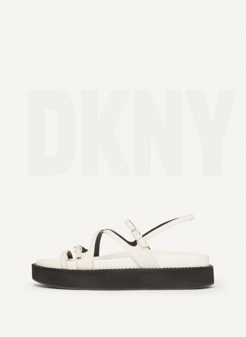 DKNY Strappy Flat Form Women\'s Sandals White | Ireland_D1959