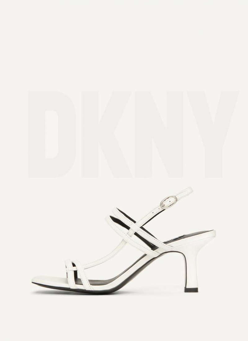 DKNY Strappy Heel Women\'s Sandals White | Ireland_D1760