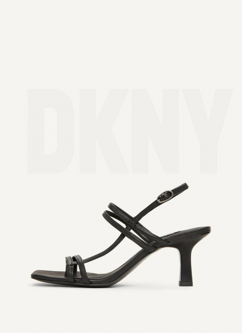 DKNY Strappy Women\'s Heels Black | Ireland_D0358