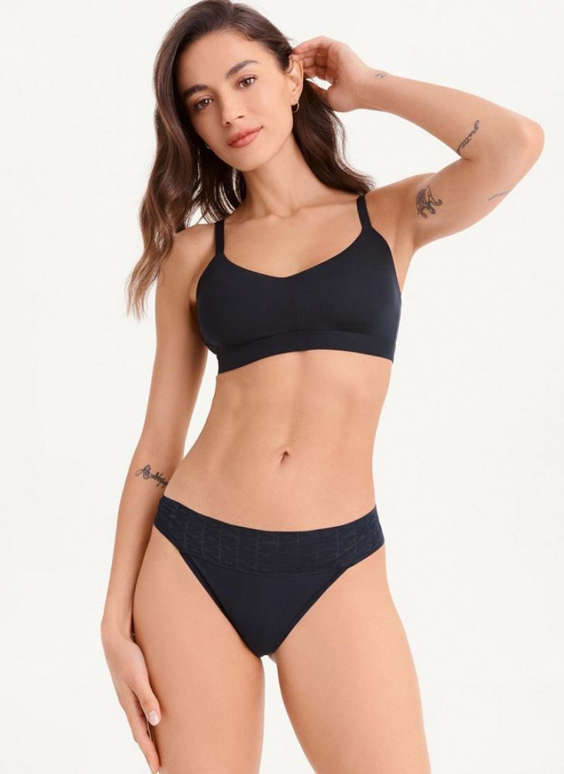 DKNY Stretch Women's Thong Black | Ireland_D1583