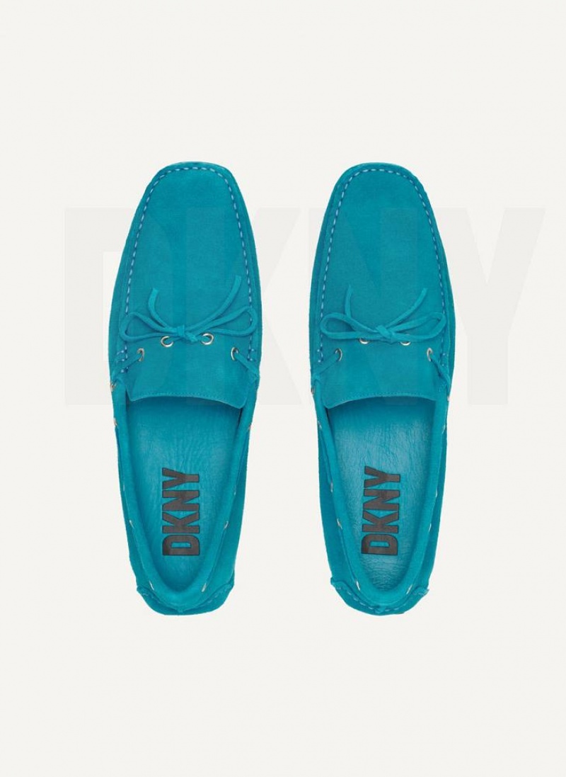 DKNY Suede Driver Moccasin Men's Sneakers Turquoise | Ireland_D0496