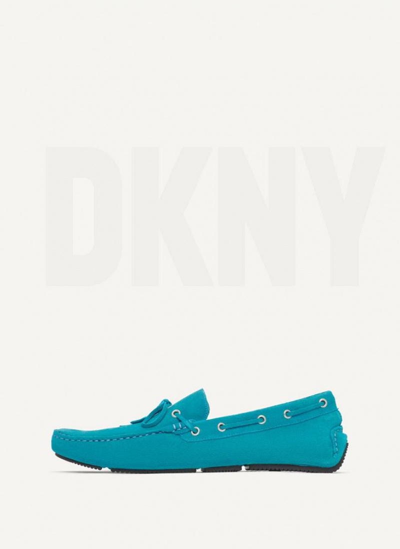 DKNY Suede Driver Moccasin Men\'s Sneakers Turquoise | Ireland_D0496