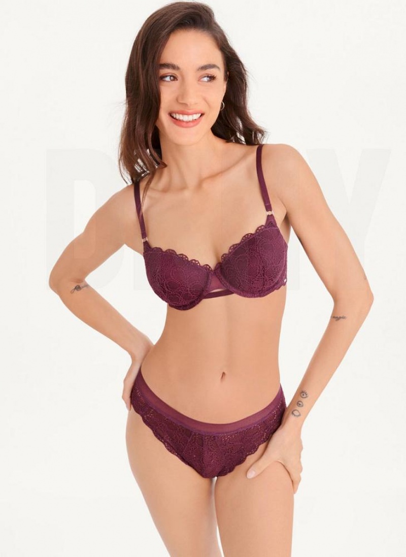 DKNY Superior Lace Balconette Women's Bras Burgundy | Ireland_D0605