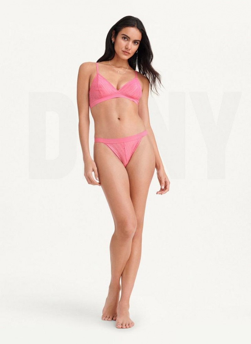 DKNY Table Tops Lace Bikini Women's Bras Pink | Ireland_D0825