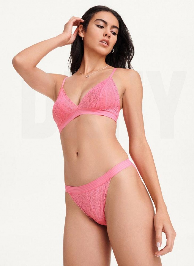 DKNY Table Tops Lace Bikini Women's Bras Pink | Ireland_D0825