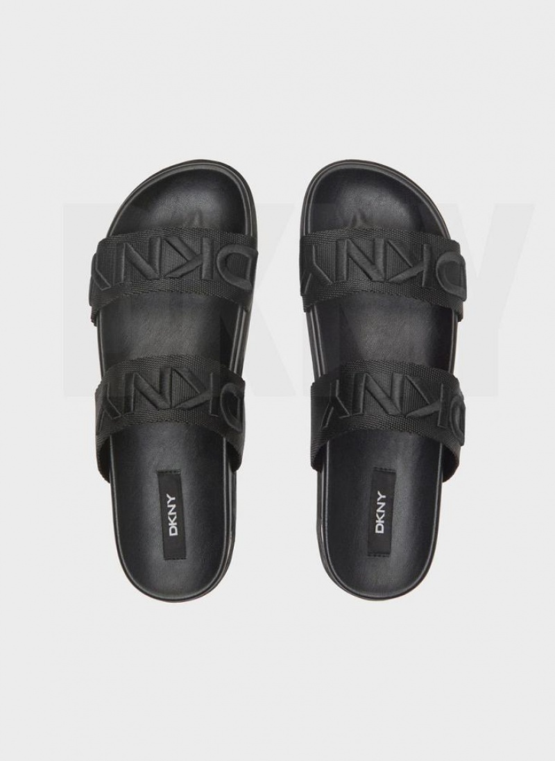 DKNY Tee Double-Strap Women's Sandals Black | Ireland_D0461