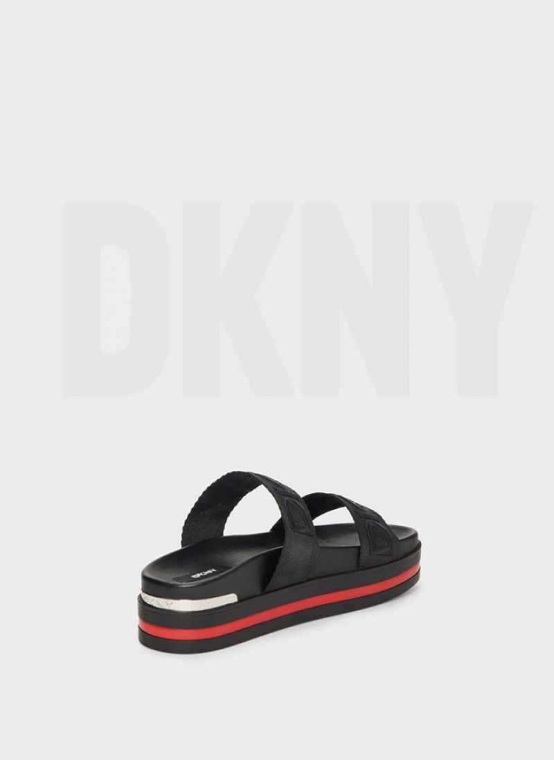 DKNY Tee Double-Strap Women's Sandals Black | Ireland_D0461