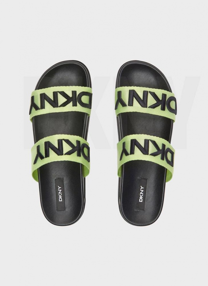 DKNY Tee Double Band Women's Slides Green | Ireland_D0954