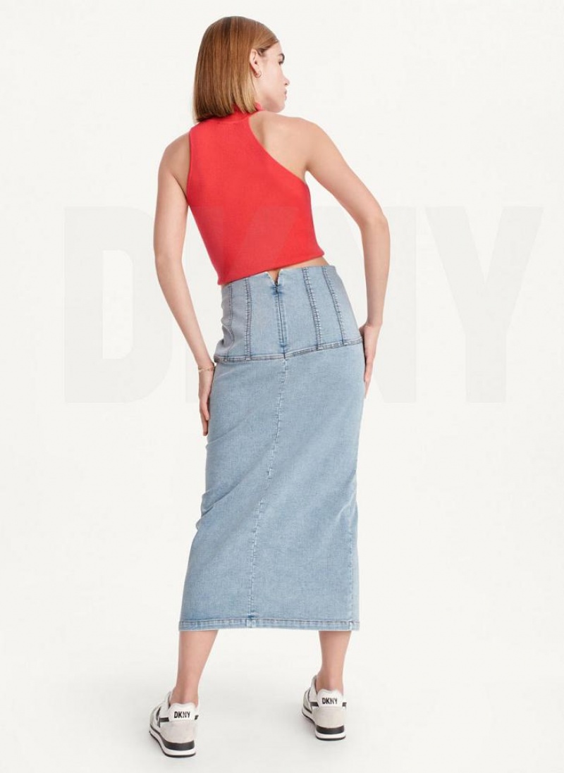 DKNY Terry Denim Women's Skirts Blue | Ireland_D1690